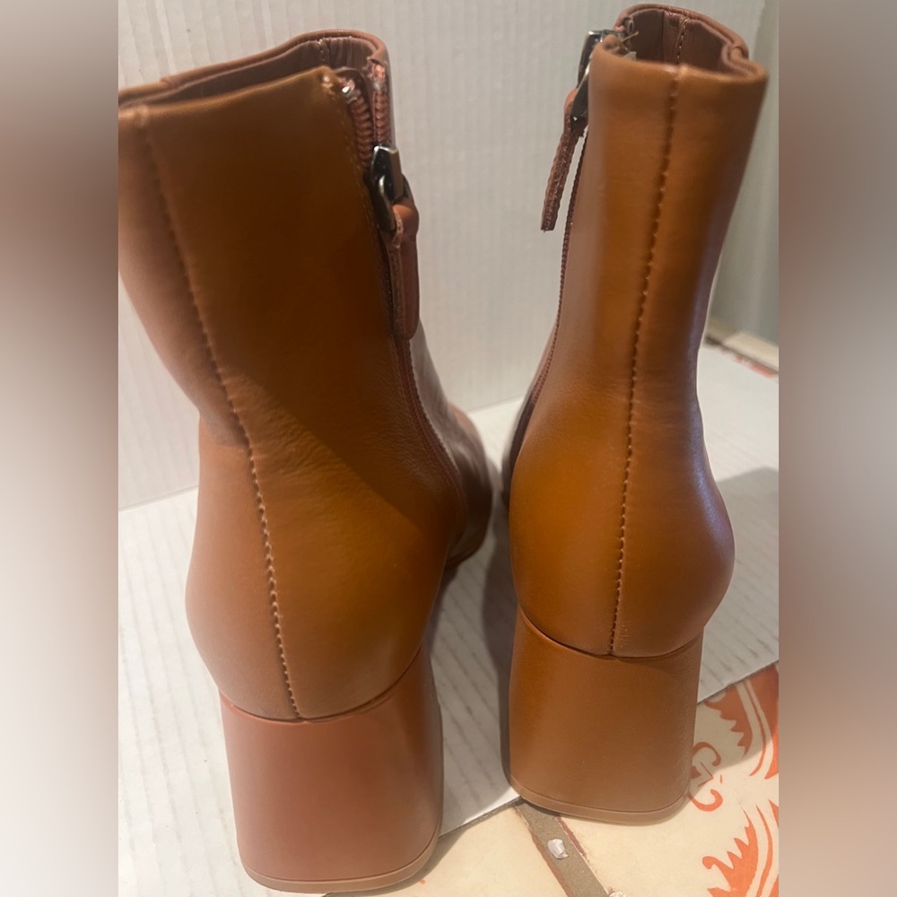 AEROSOLES Irma Booties Cognac Leather Women’s Size 7.5 US Comfort Insoles NEW! - Picture 6 of 13